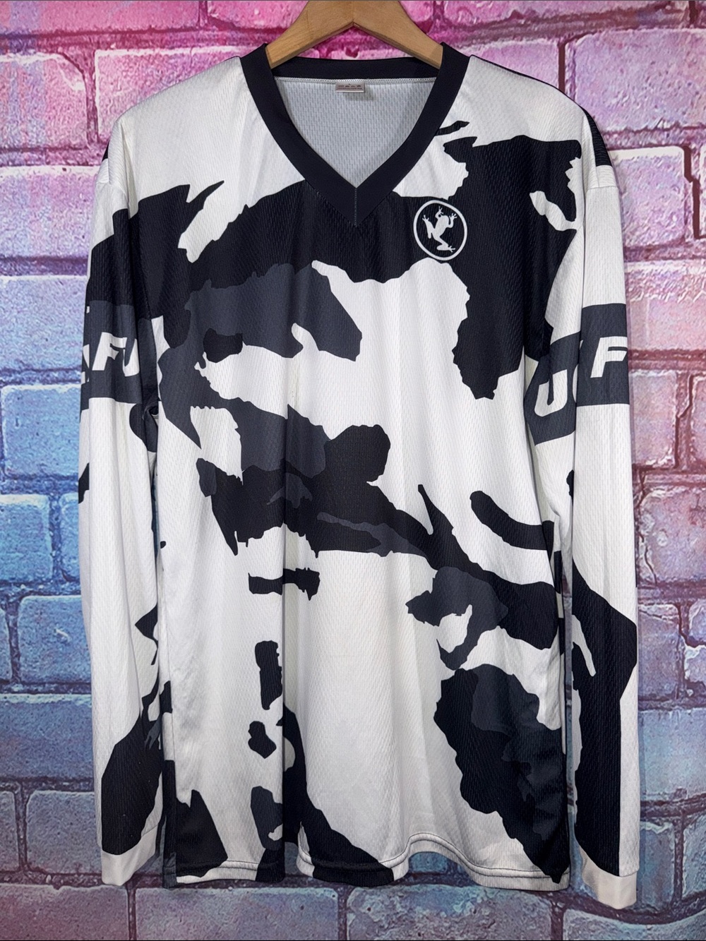 Furoc Motocross Jersey Men’s Large Black White MX Dirt Bike Racing Shirt
